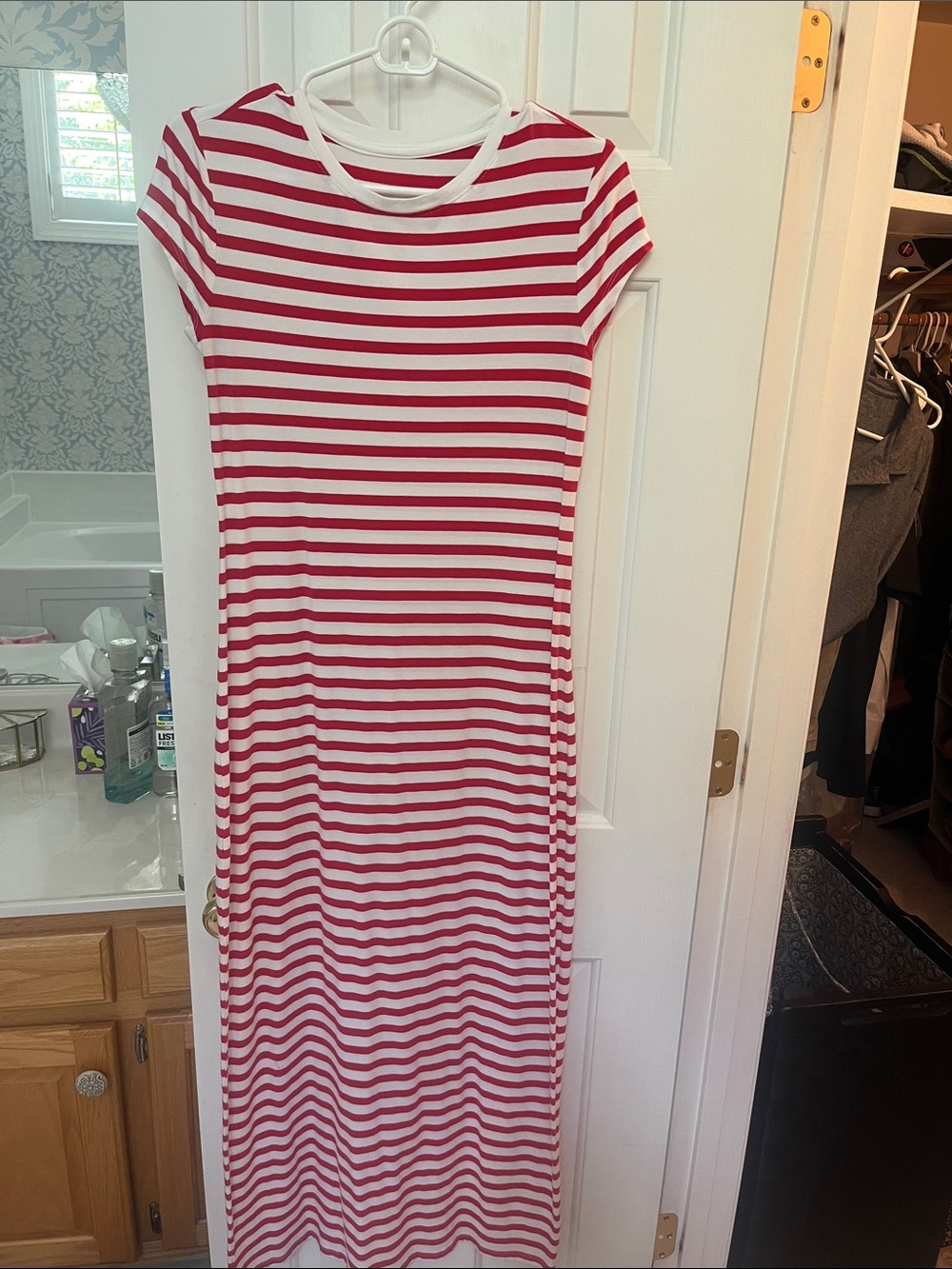 a new day Red and White Striped Maxi Dress